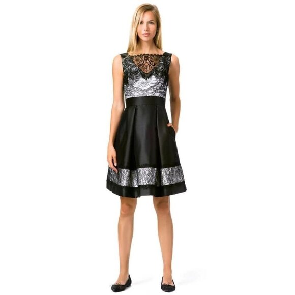 Theia Modern Romance Black Lace Cocktail Dress $750 - Picture 3 of 8